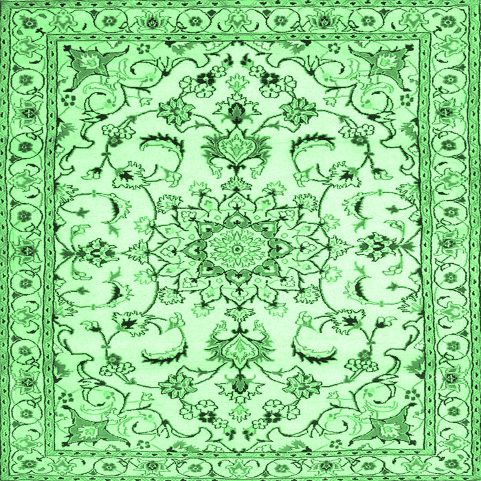 Square Machine Washable Persian Emerald Green Traditional Area Rugs, wshtr1180emgrn