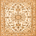 Round Machine Washable Persian Orange Traditional Area Rugs, wshtr1180org