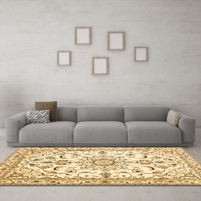 Machine Washable Persian Brown Traditional Rug in a Living Room,, wshtr1180brn