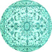 Round Persian Turquoise Traditional Rug, tr1180turq