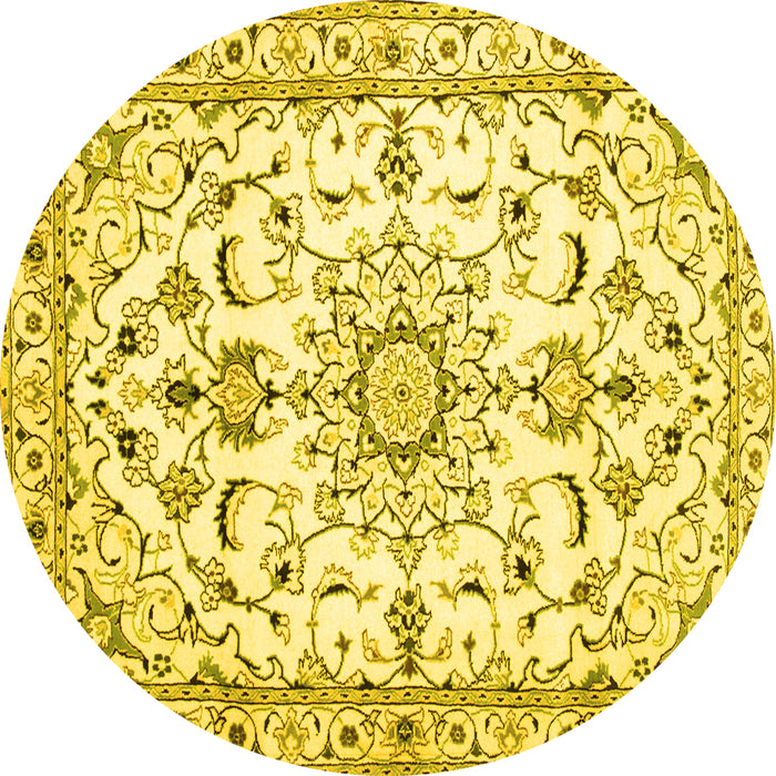 Round Persian Yellow Traditional Rug, tr1180yw