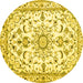 Round Persian Yellow Traditional Rug, tr1180yw