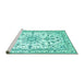 Sideview of Machine Washable Persian Turquoise Traditional Area Rugs, wshtr1180turq