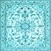 Square Machine Washable Persian Light Blue Traditional Rug, wshtr1180lblu