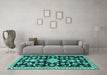 Machine Washable Persian Turquoise Traditional Area Rugs in a Living Room,, wshtr1181turq