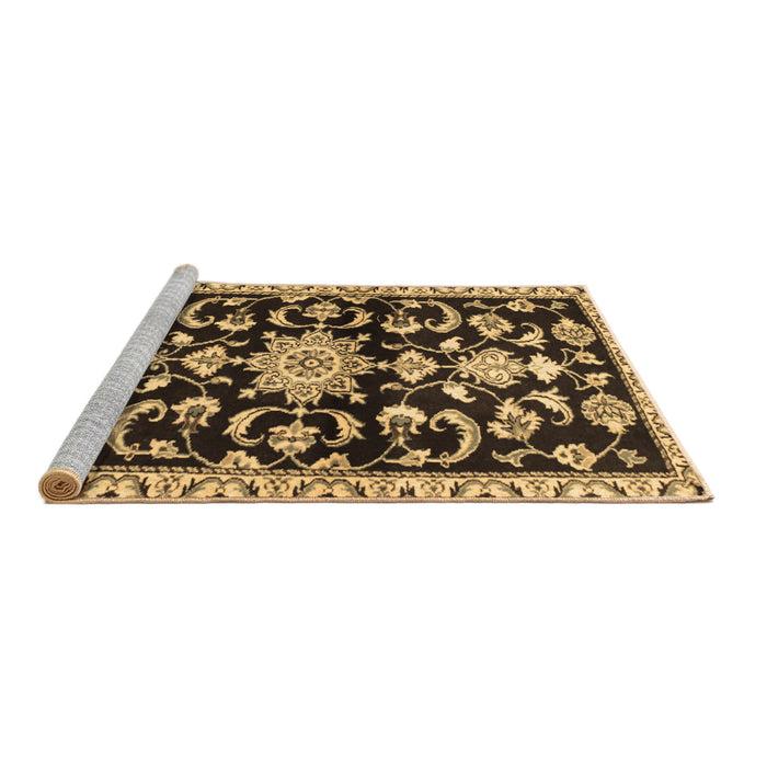 Sideview of Machine Washable Persian Brown Traditional Rug, wshtr1181brn