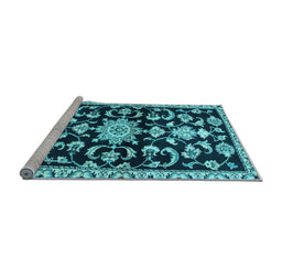 Sideview of Machine Washable Persian Light Blue Traditional Rug, wshtr1181lblu