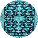 Round Machine Washable Persian Light Blue Traditional Rug, wshtr1181lblu