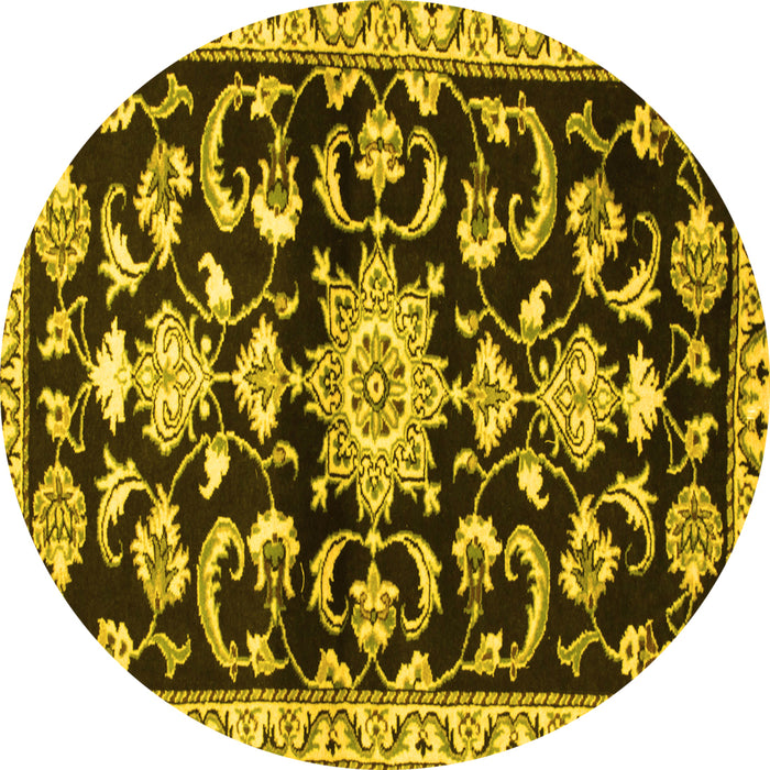 Round Persian Yellow Traditional Rug, tr1181yw