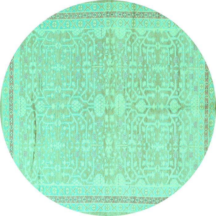 Round Persian Turquoise Traditional Rug, tr1182turq