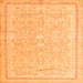 Round Machine Washable Persian Orange Traditional Area Rugs, wshtr1182org