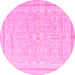 Round Persian Pink Traditional Rug, tr1182pnk