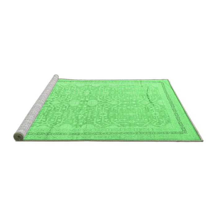 Sideview of Machine Washable Persian Emerald Green Traditional Area Rugs, wshtr1182emgrn