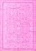 Machine Washable Persian Pink Traditional Rug, wshtr1182pnk