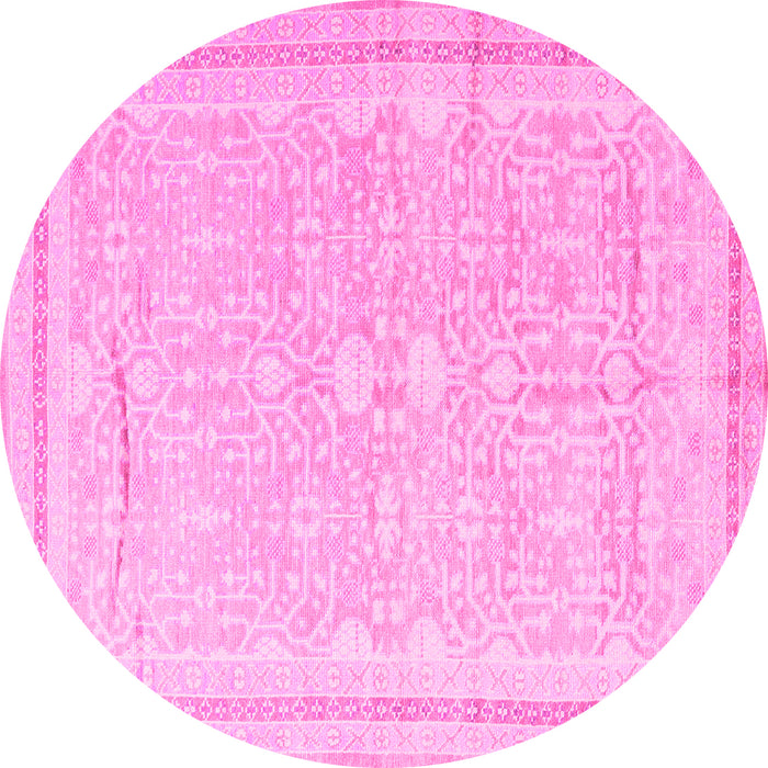 Round Machine Washable Persian Pink Traditional Rug, wshtr1182pnk