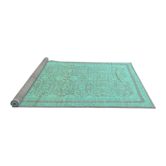 Sideview of Machine Washable Persian Light Blue Traditional Rug, wshtr1182lblu