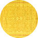 Round Persian Yellow Traditional Rug, tr1182yw