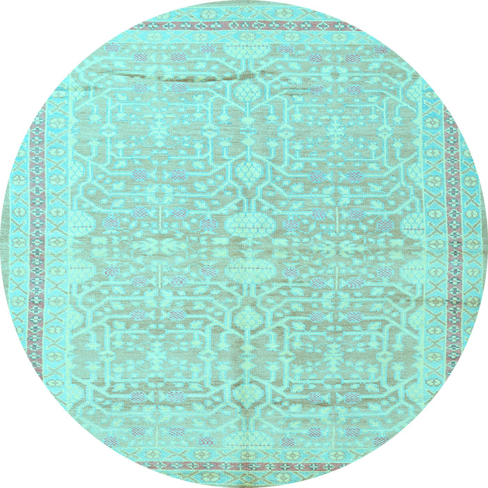 Round Machine Washable Persian Light Blue Traditional Rug, wshtr1182lblu