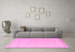 Machine Washable Persian Pink Traditional Rug in a Living Room, wshtr1182pnk