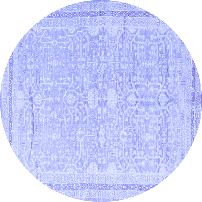 Round Machine Washable Persian Blue Traditional Rug, wshtr1182blu