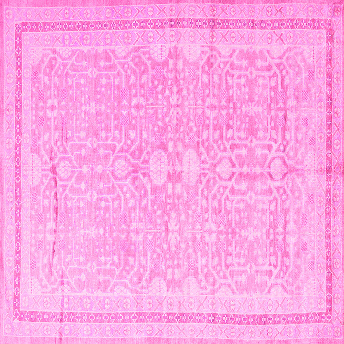 Square Machine Washable Persian Pink Traditional Rug, wshtr1182pnk