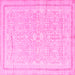 Square Machine Washable Persian Pink Traditional Rug, wshtr1182pnk