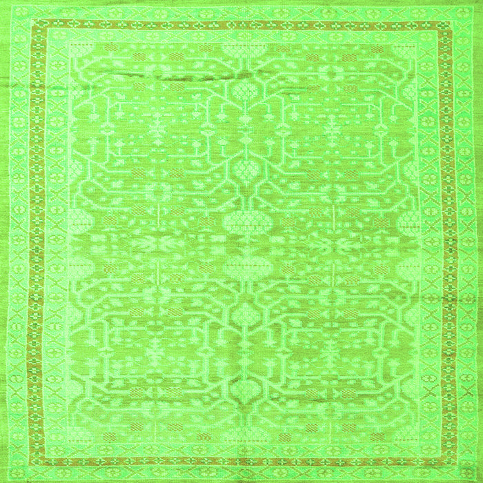 Round Machine Washable Persian Green Traditional Area Rugs, wshtr1182grn