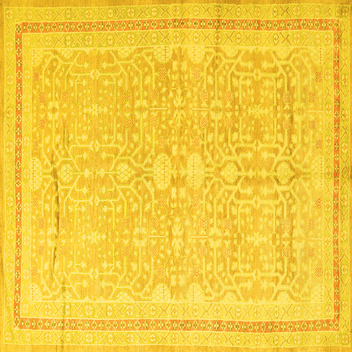 Square Machine Washable Persian Yellow Traditional Rug, wshtr1182yw