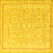Square Machine Washable Persian Yellow Traditional Rug, wshtr1182yw