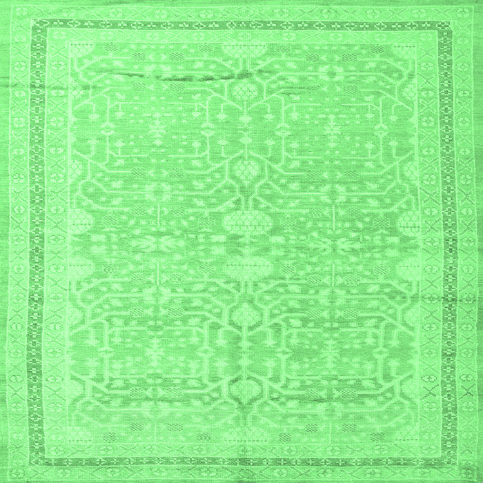 Square Persian Emerald Green Traditional Rug, tr1182emgrn