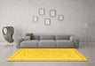 Machine Washable Persian Yellow Traditional Rug in a Living Room, wshtr1182yw