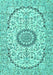 Machine Washable Medallion Turquoise Traditional Area Rugs, wshtr1183turq