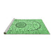Sideview of Machine Washable Medallion Emerald Green Traditional Area Rugs, wshtr1183emgrn