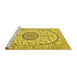 Sideview of Machine Washable Medallion Yellow Traditional Rug, wshtr1183yw