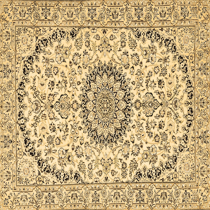 Square Machine Washable Medallion Brown Traditional Rug, wshtr1183brn