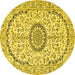 Round Medallion Yellow Traditional Rug, tr1183yw