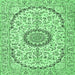 Square Machine Washable Medallion Emerald Green Traditional Area Rugs, wshtr1183emgrn