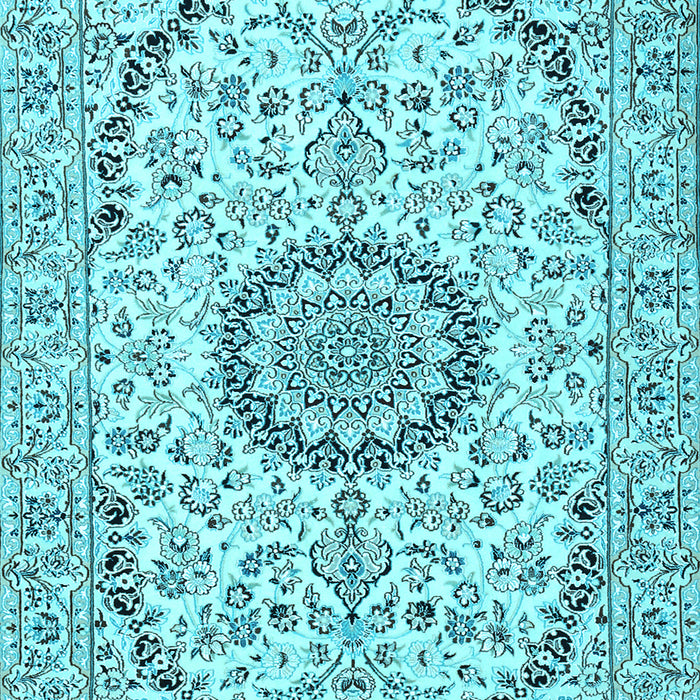 Medallion Light Blue Traditional Rug, tr1183lblu
