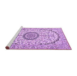 Sideview of Machine Washable Medallion Purple Traditional Area Rugs, wshtr1183pur