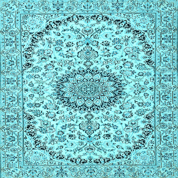 Square Medallion Light Blue Traditional Rug, tr1183lblu