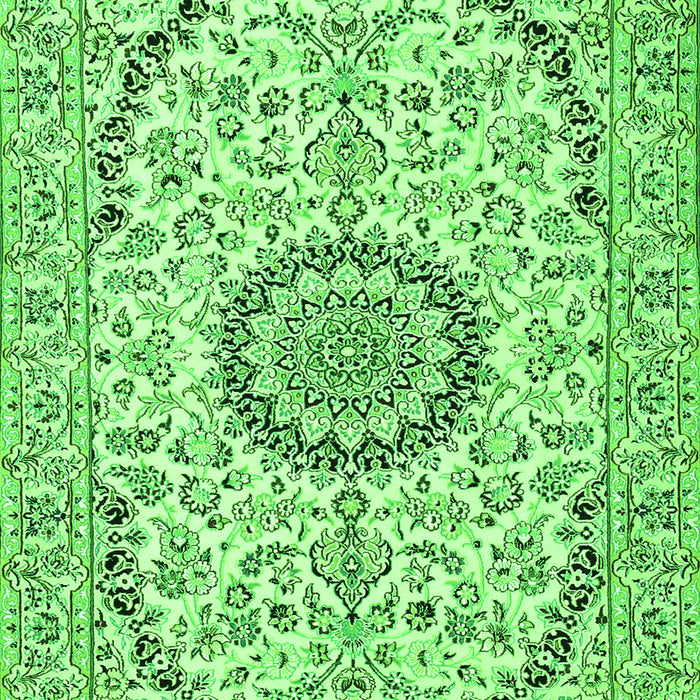 Serging Thickness of Machine Washable Medallion Green Traditional Area Rugs, wshtr1183grn