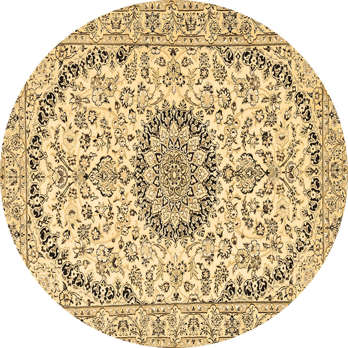 Round Medallion Brown Traditional Rug, tr1183brn