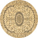 Round Medallion Brown Traditional Rug, tr1183brn