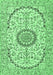 Machine Washable Medallion Emerald Green Traditional Area Rugs, wshtr1183emgrn