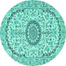 Round Medallion Turquoise Traditional Rug, tr1183turq