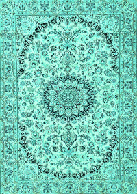 Medallion Turquoise Traditional Rug, tr1183turq