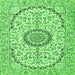 Serging Thickness of Medallion Green Traditional Rug, tr1183grn