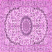 Square Machine Washable Medallion Pink Traditional Rug, wshtr1183pnk