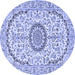 Round Medallion Blue Traditional Rug, tr1183blu