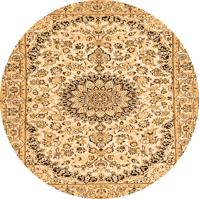 Square Medallion Orange Traditional Rug, tr1183org